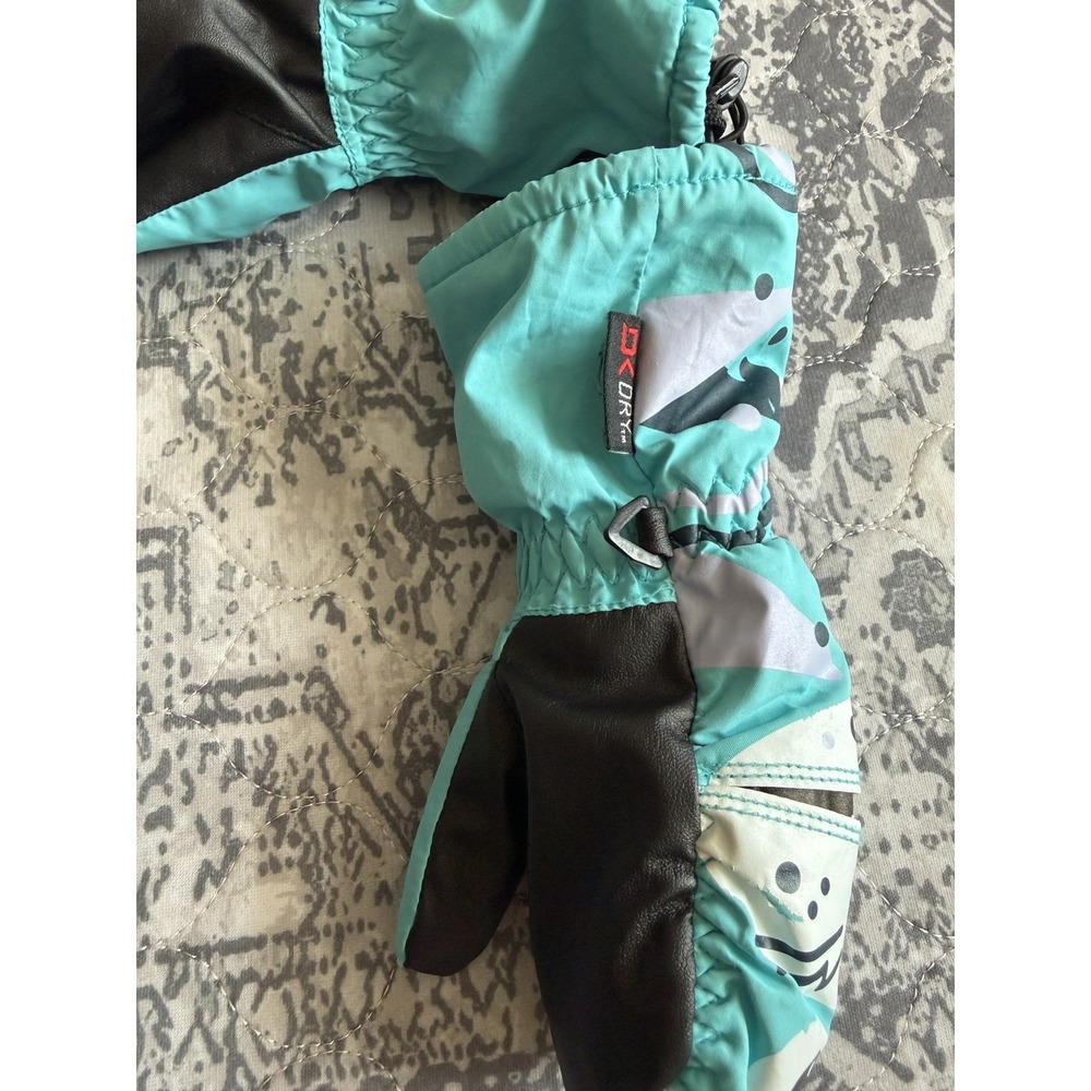 Dakine Toddler Brat Mittens Teal Turquoise Animal Monster Face Snow Mitts Size S - Picture 3 of 6